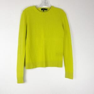 Theory Sweater Womens Medium Feather Cashmere Luxury Crewneck Long Sleeve Lime M